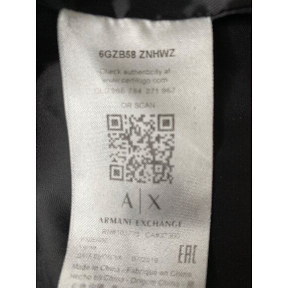 VTG Mens Armani Exchange Black Faux Leather Bomber Jacket XL Logo Tape RP10247 - Picture 6 of 8